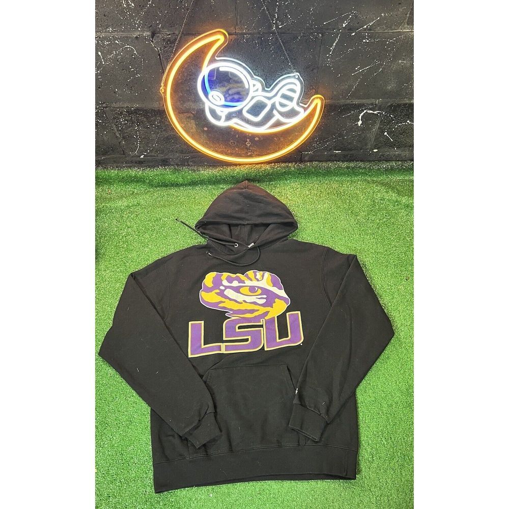 Champion LSU Tigers Black Louisiana State U Mens‎ size MD Hoodie Sweatshirt